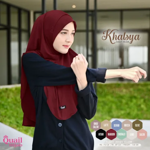 Quail Hijab - Khalsya Daily Hijab | Jilbab Kerudung Instan Lubang Kacamata Masker Praktis Santai Jersey Premium
