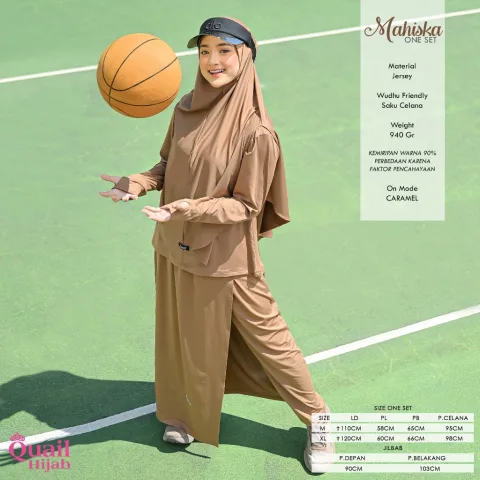 Quail Hijab - Mahiska One Set Sport | Baju Olah Raga Satu Stel Jumbo (jilbab + atasan + bawahan)