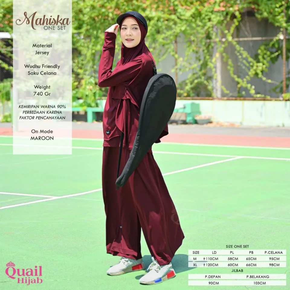 Quail Hijab - Mahiska One Set Sport | Baju Olah Raga Satu Stel Jumbo (jilbab + atasan + bawahan) — foto 6